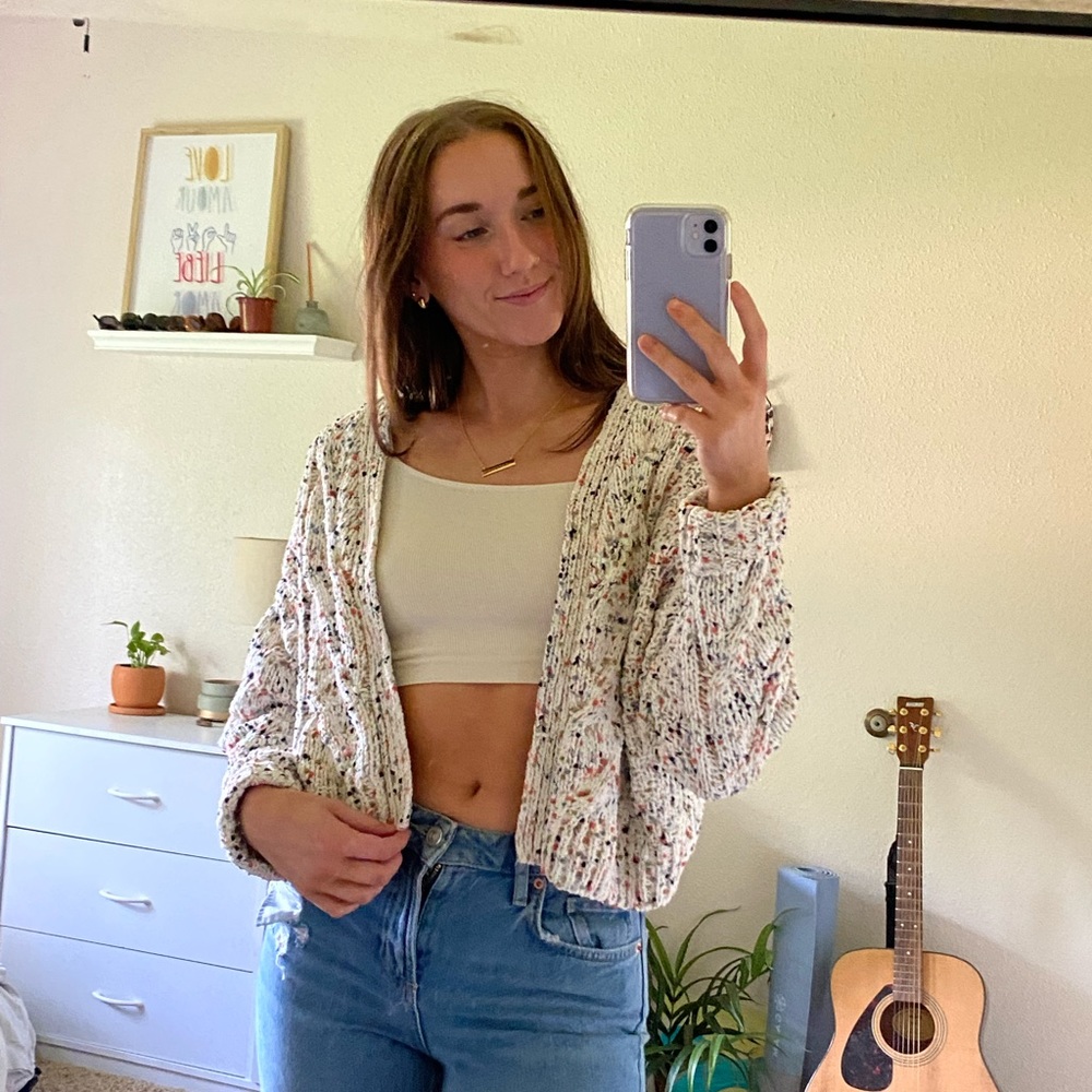 cute speckled rainbow cardigan